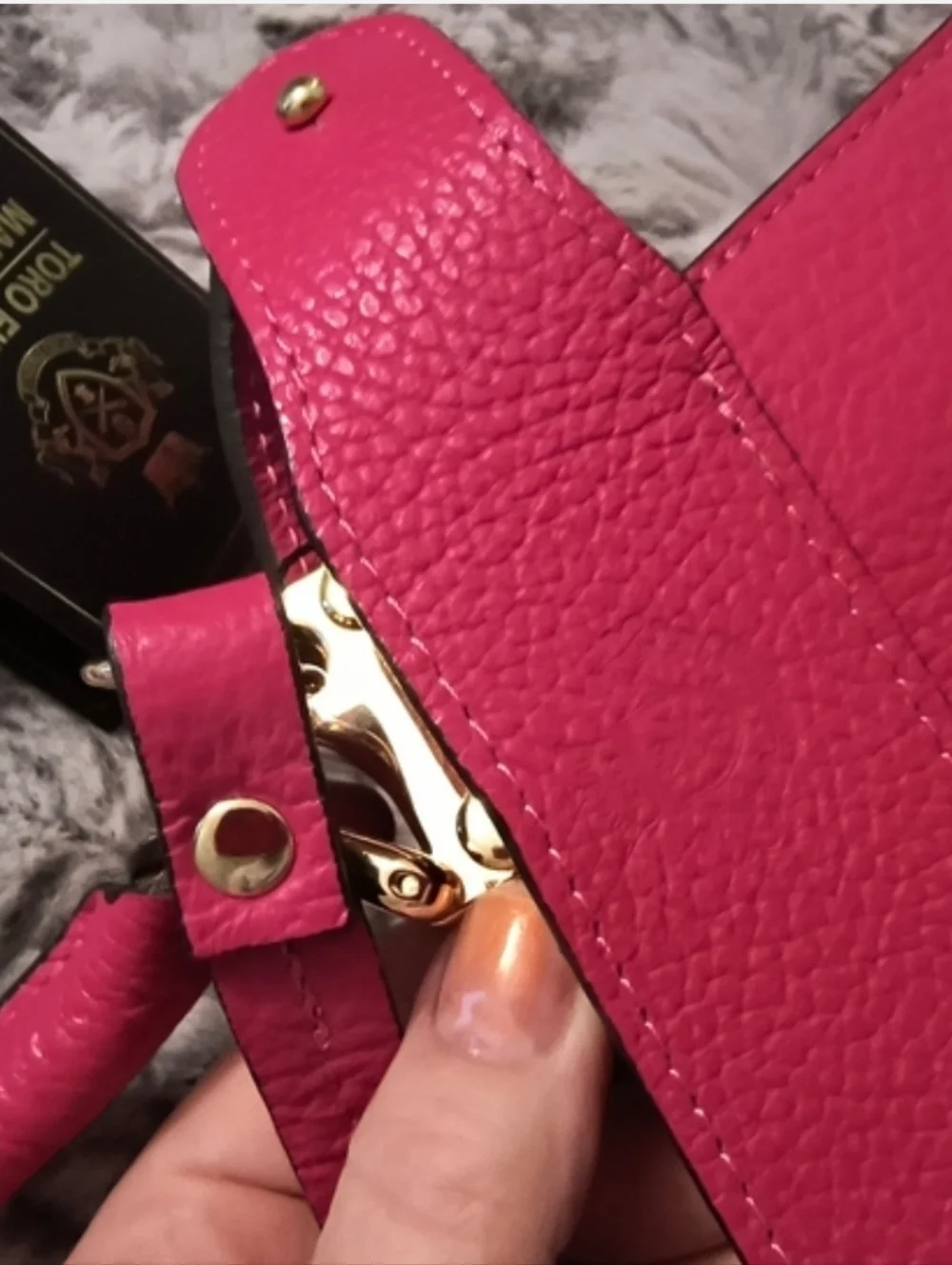Toro Firenze Italian Double Compartment Leather Pink Bag